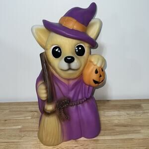 Blow Mold Pan Asian Creations Halloween 18" Fox Witch with Pumpkin~ Lighted~